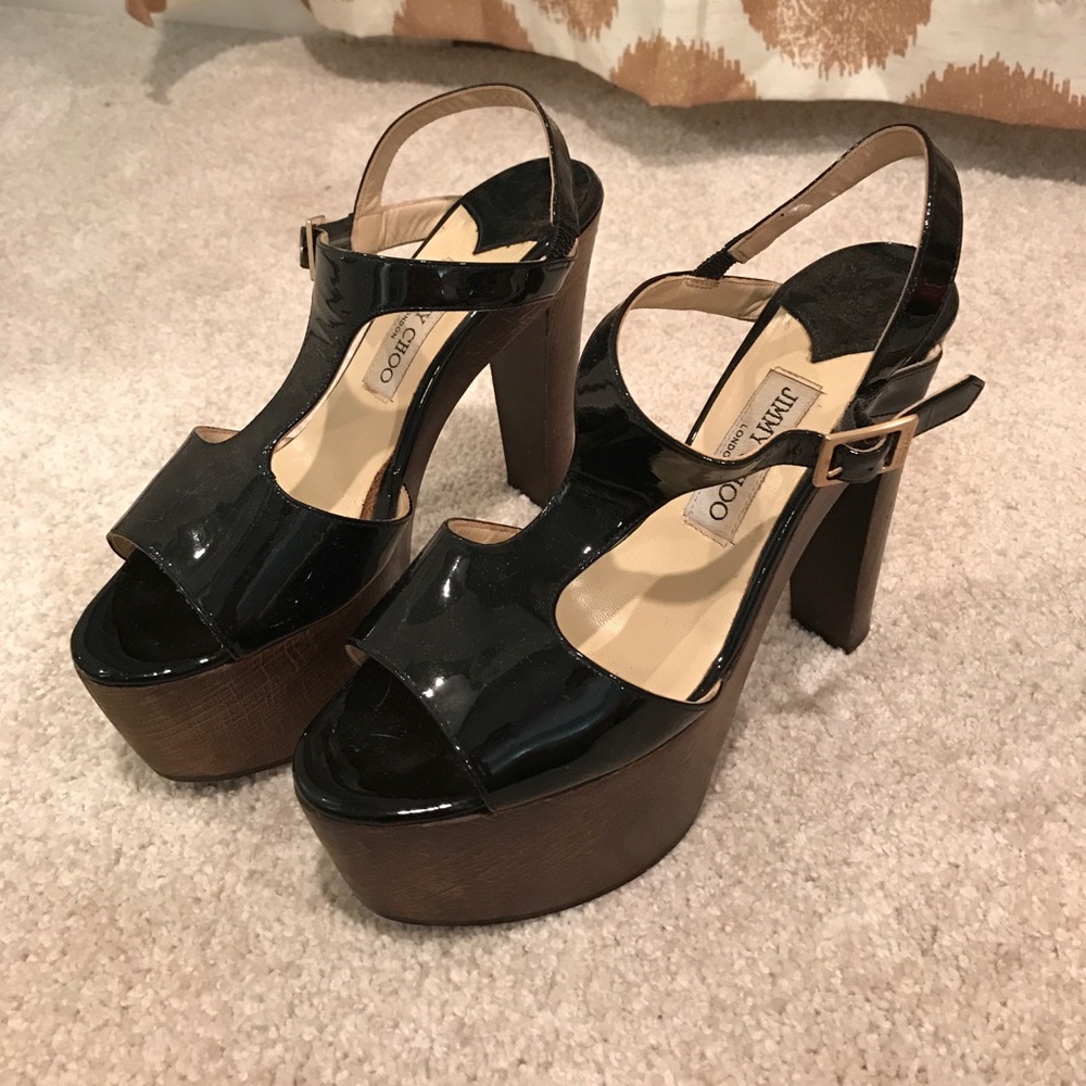 Vintage Jimmy Choo platform wooden heels