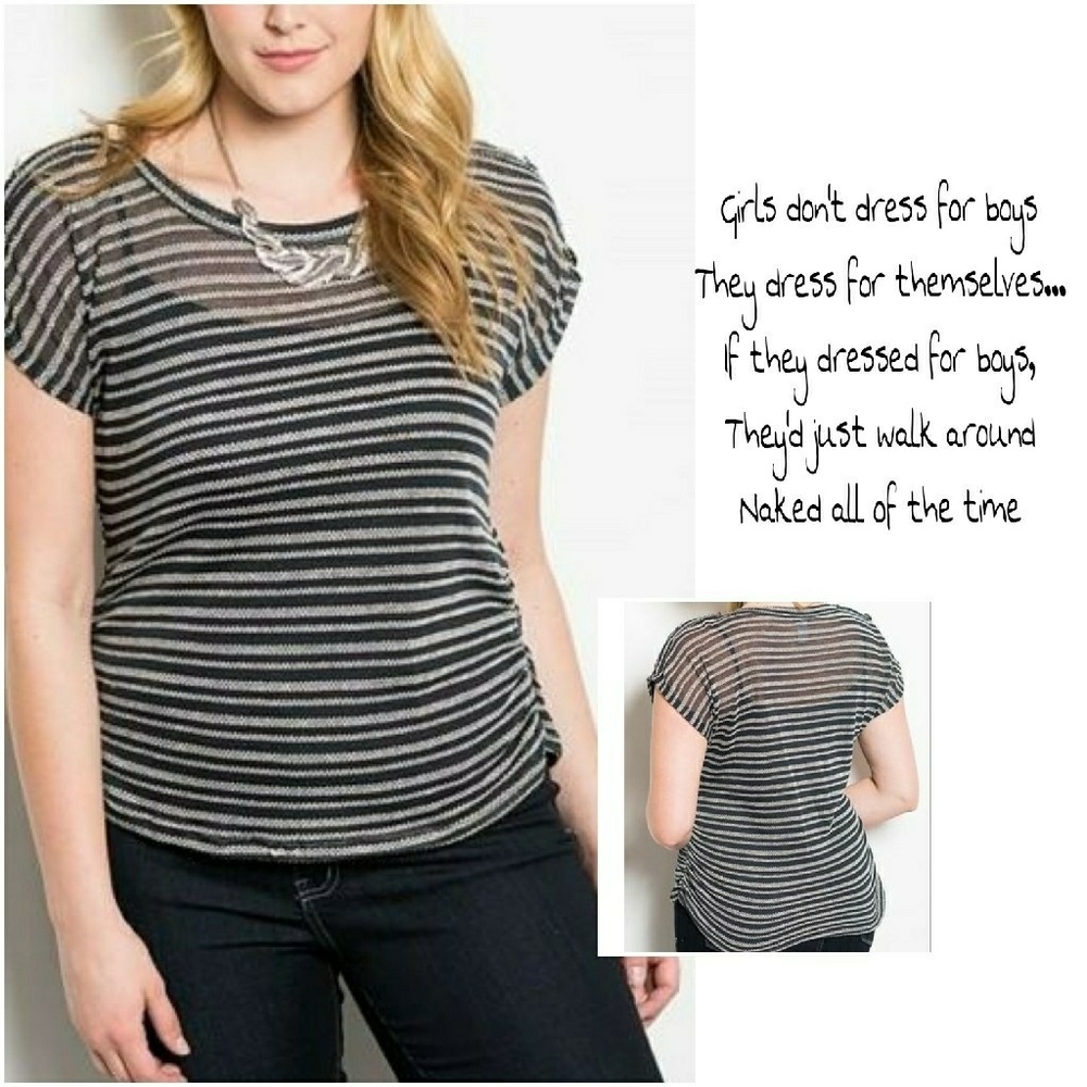Just in! Plus Size- Short Sleeve Striped Top