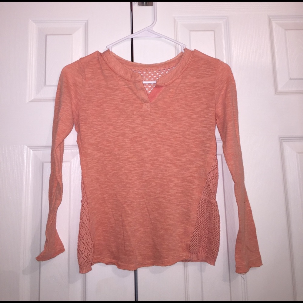 Salmon color long sleeve with patterned lace back