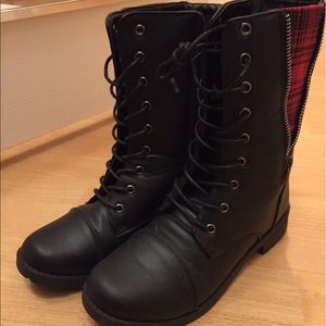 Rue 21 Red Plaid Combat Boots