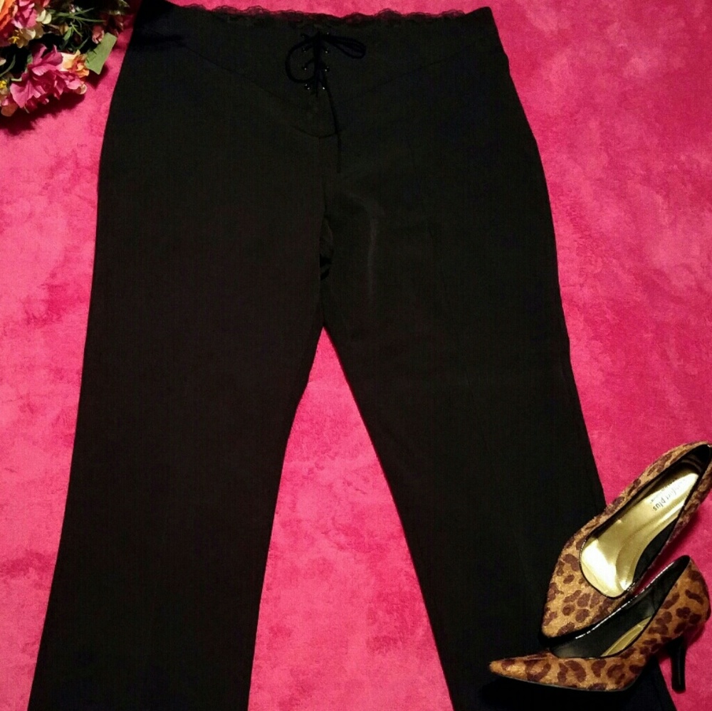 Lace Up Lace Waist Pants-Sexy!