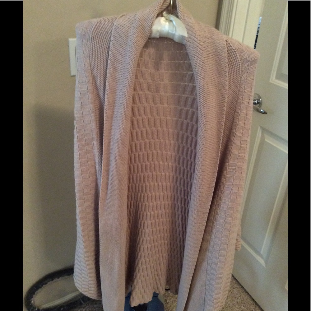 Beige/dusty light rose cardigan poncho style wrap