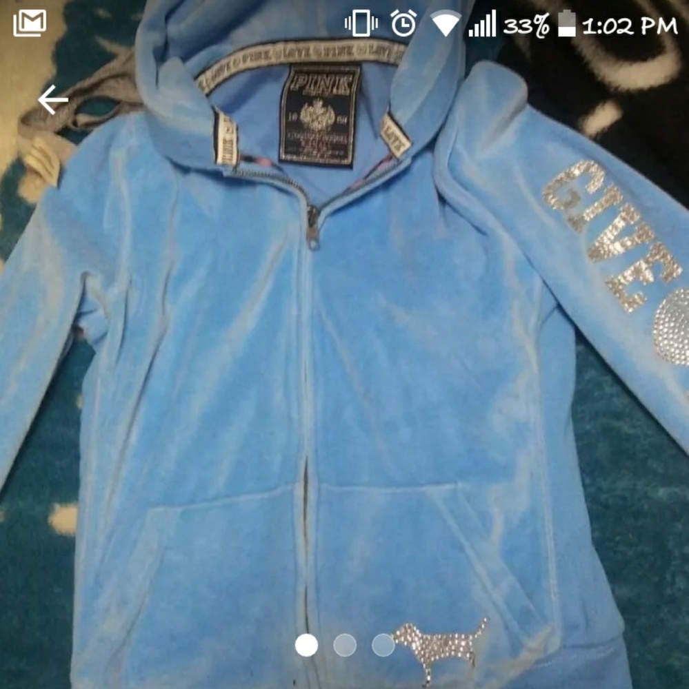 Vs Pink Velour Baby blue zipup