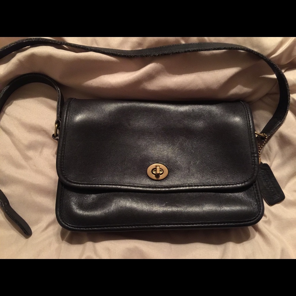 Vintage Coach Genuine Leather Black Handbag