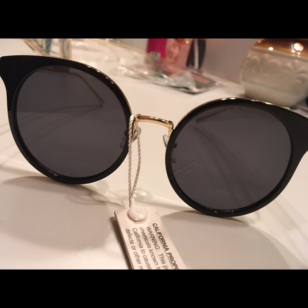 Black cat eye sunglasses.