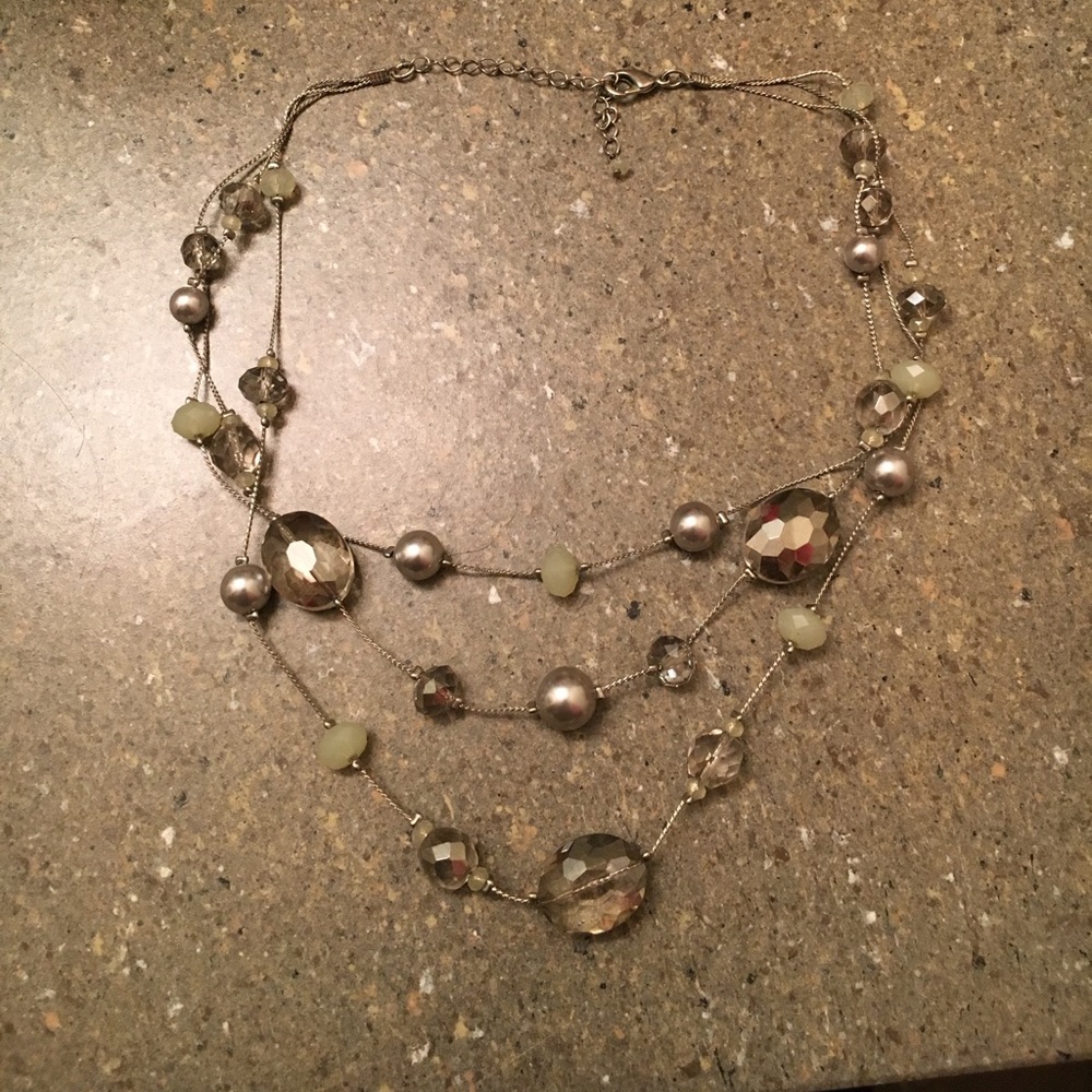 Silver and light green LOFT necklace.
