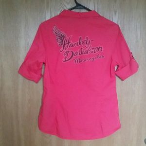 Harley-Davidson Pink Snap Button Top