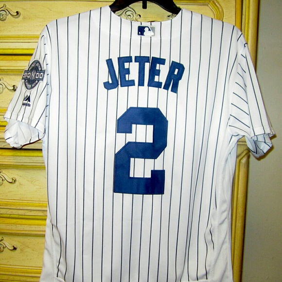 New Jeter Yankees SEWN Jersey w/ 3,000 Hits Patch - Picture 3 of 5