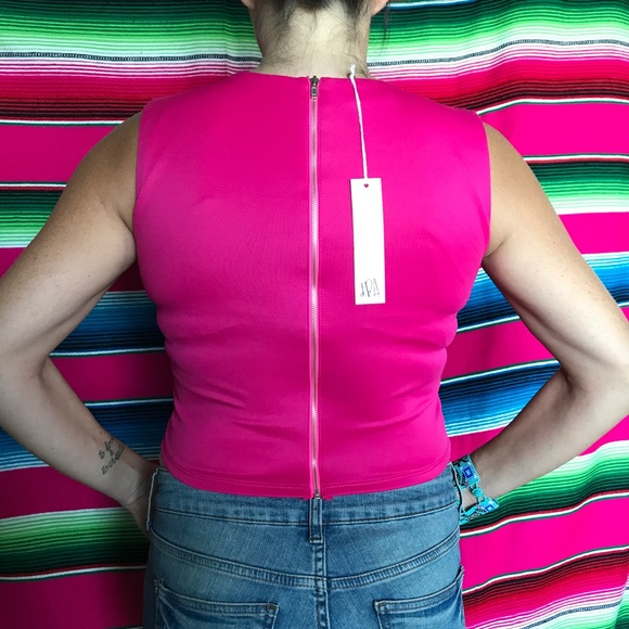 D.Ra OAK Crop Criss Cross Top w Zipper Anthropolog - Picture 6 of 8