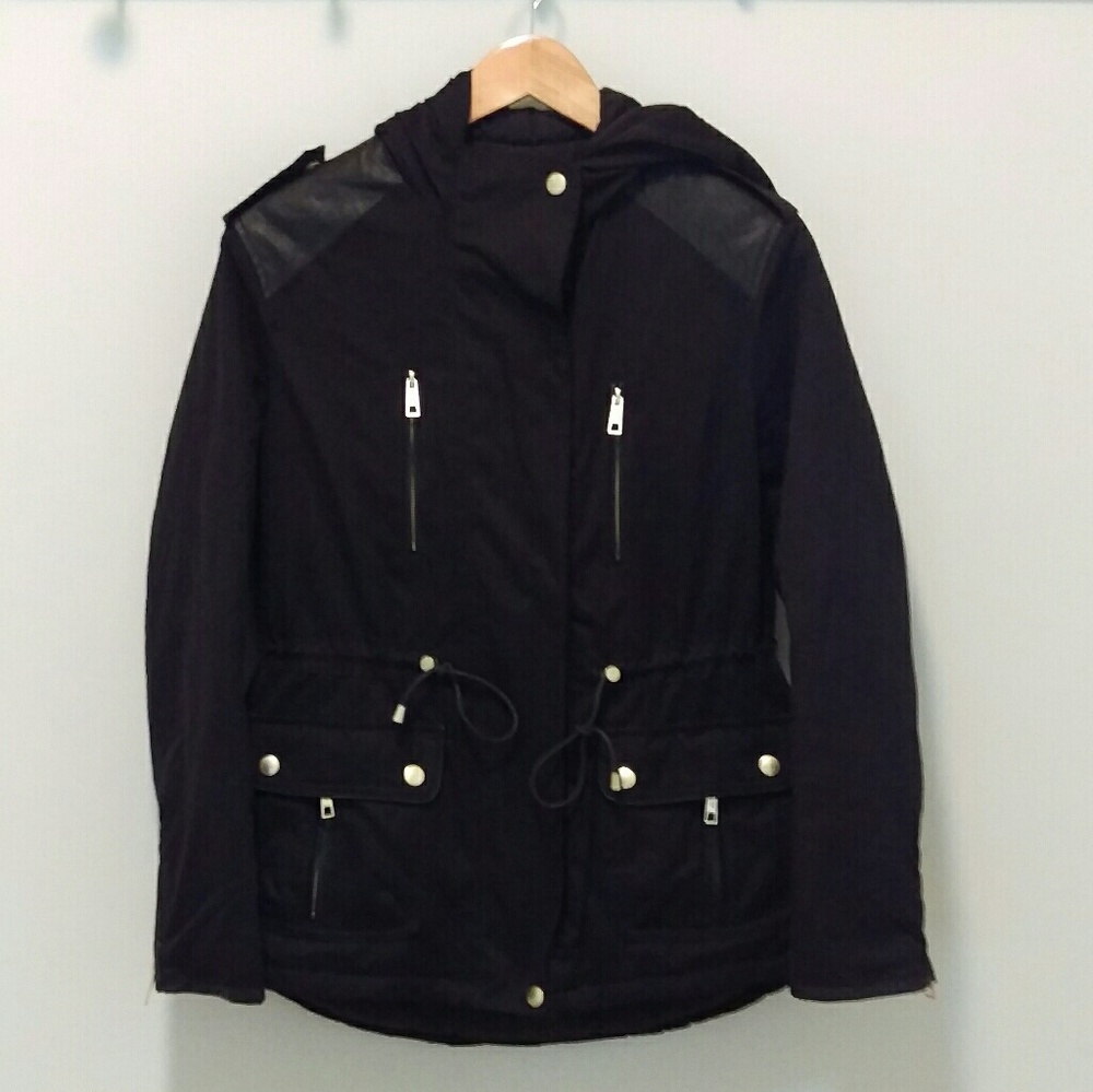 NWOT Forever 21 black hooded anorak utility jacket