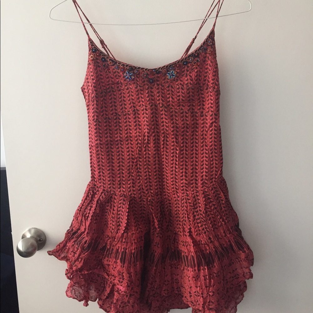 Free People Red Dress With Beading