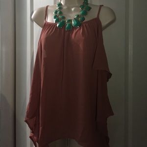 Peep Shoulder Handkerchief Blouse