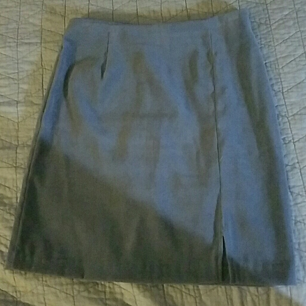 M Grey faux suede pencil skirt with small slit