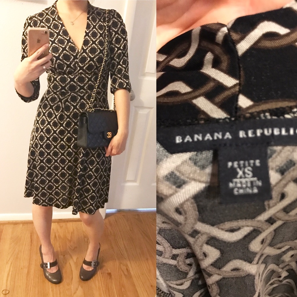 Puff sleeved banana republic twirly dress xspetite