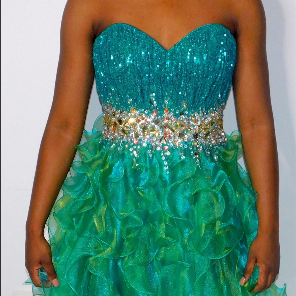 Gorgeous Green High Low Prom Dress