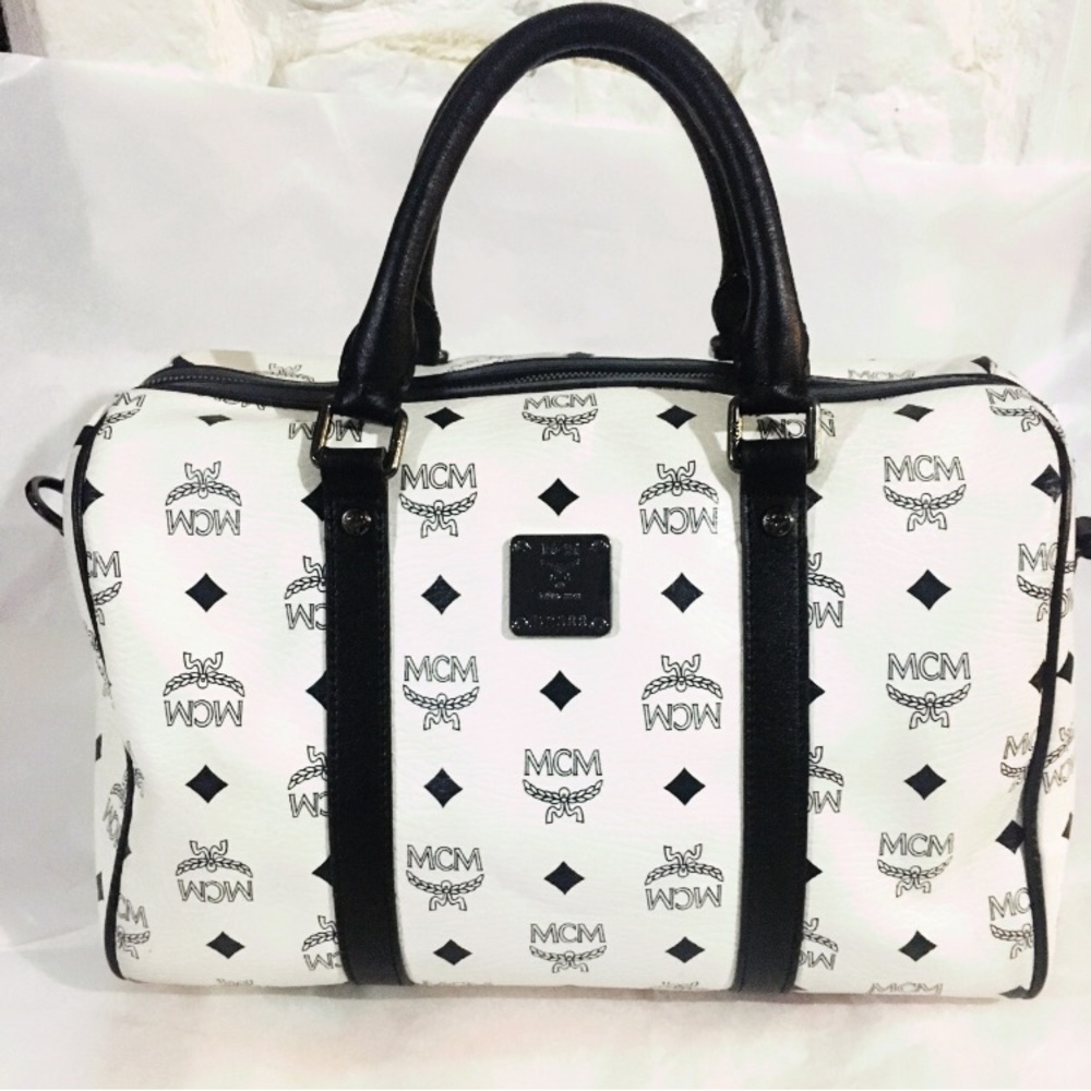 MCM Carry On Purse White/Black.