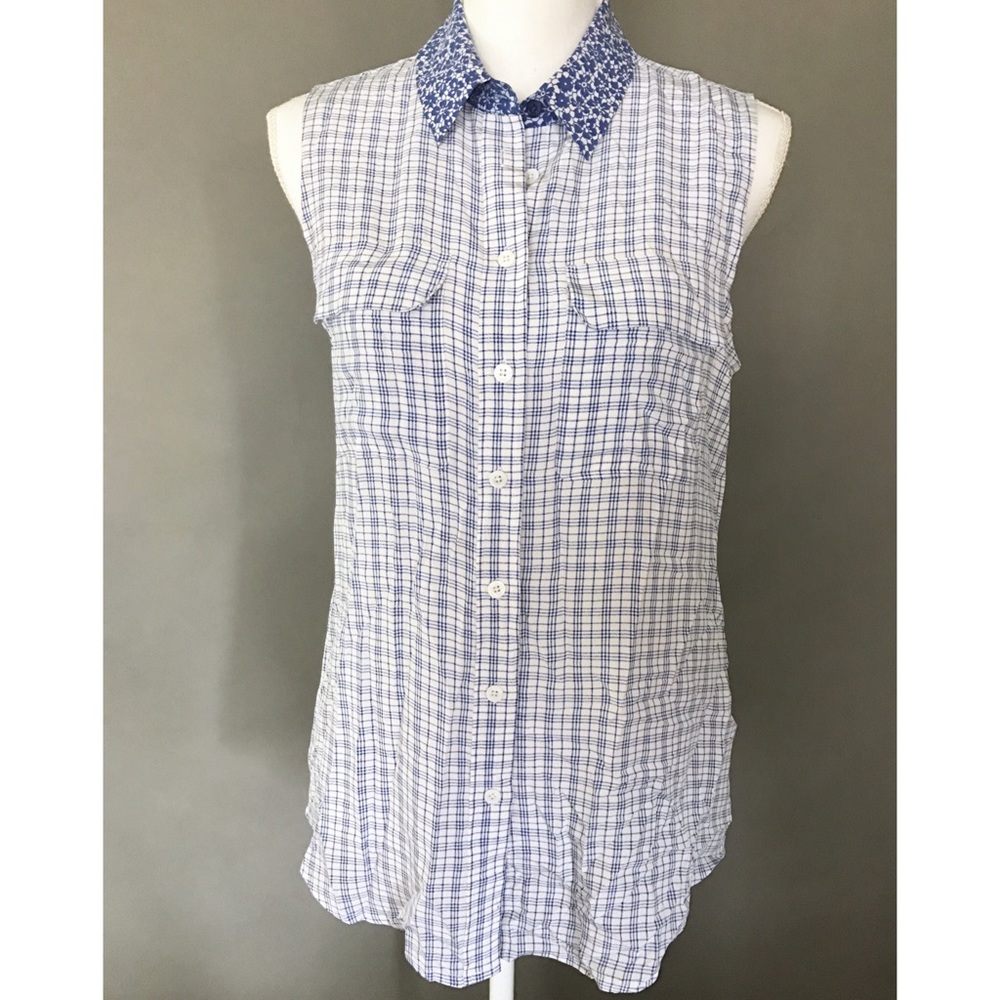 ⚡️SOLD⚡️Equipment Femme Checkered Collar Button