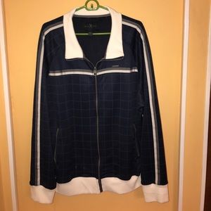 Marc Ecko navy blue wind breaker checked detail