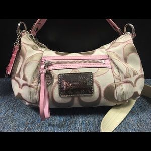 Authentic COACH POPPY Pink & Tan Signature "C"