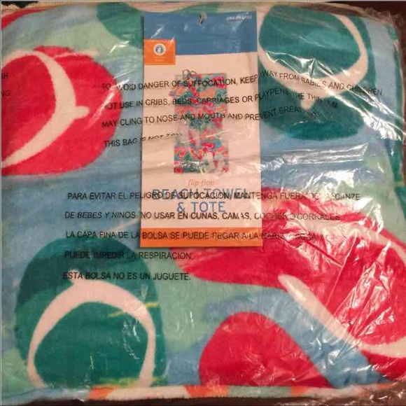 Flip Flop Tote and Beach Towel 100% cotton - Picture 1 of 3