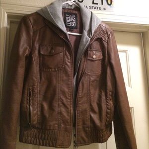 Pac Sun vegan leather jacket with removable hood