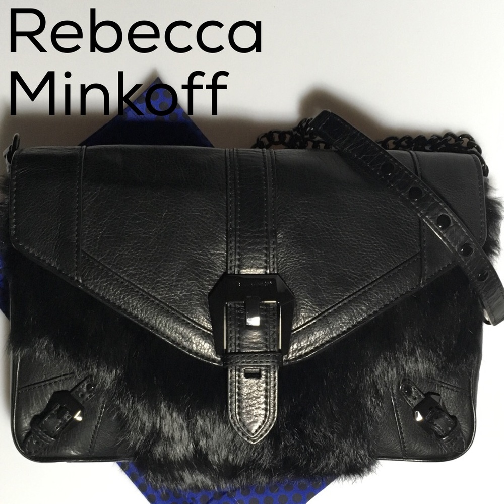 Rebecca Minkoff Black Leather and Rabbit Fur