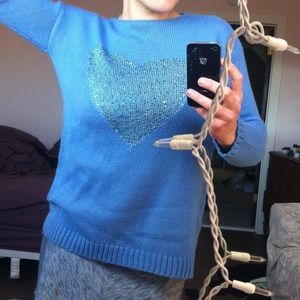 Cute bright blue heart sweater