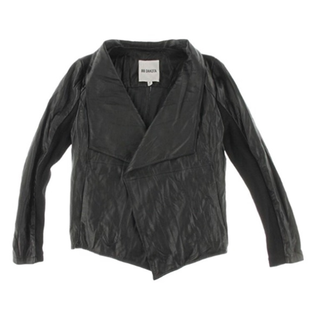 BB Dakota Faux Leather Ribbed Trim Jacket