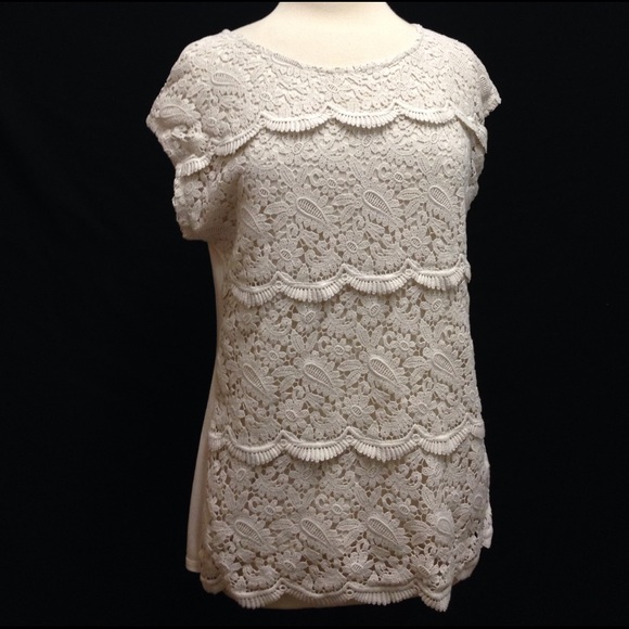 INC International Concepts Tops - INC Crotchet Front Sheer Back Top