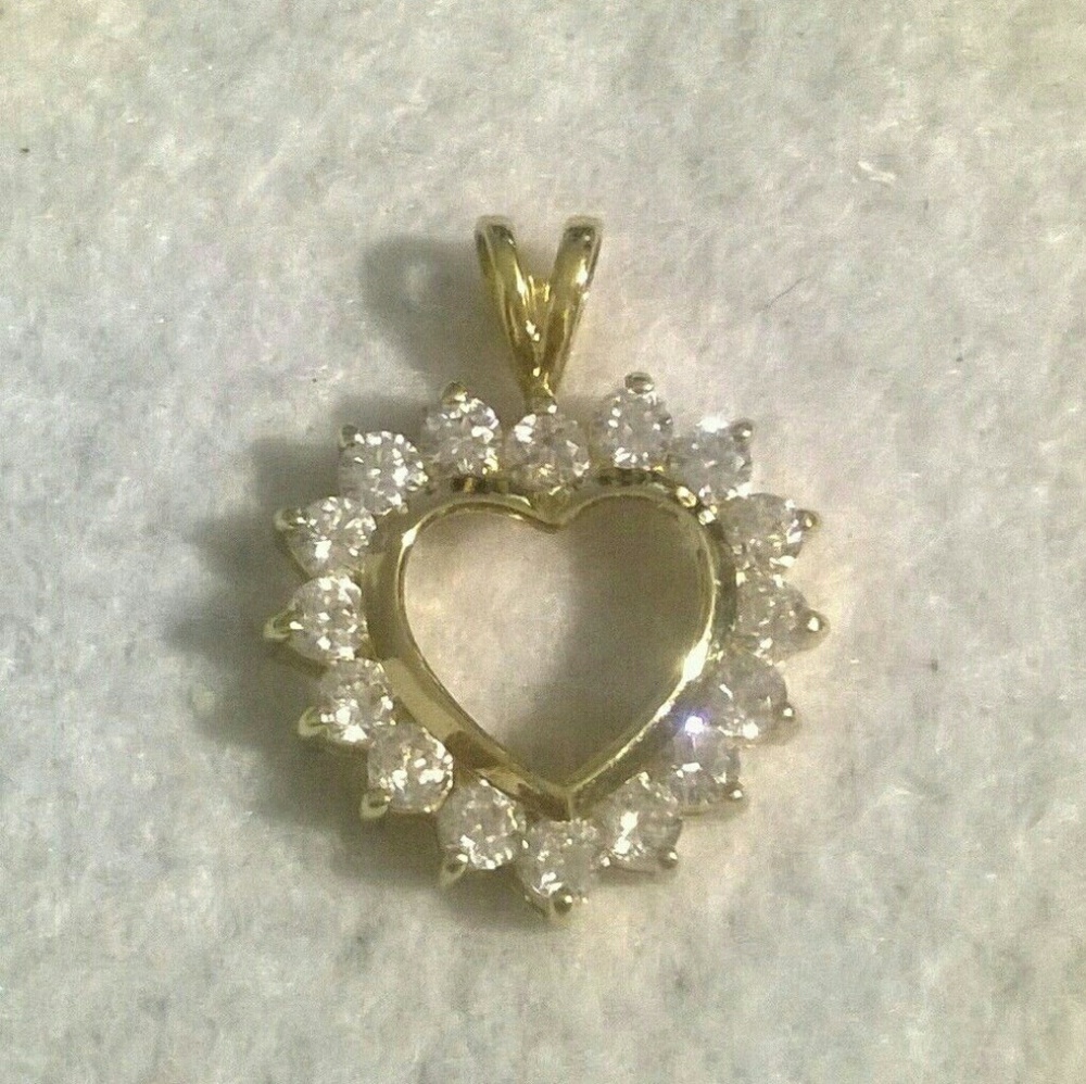 Sterling silver crystal heart gold overlay 925