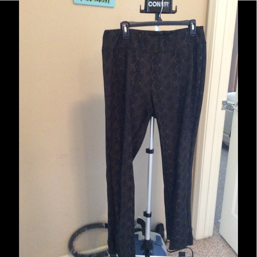 Brown patterned thick pull on pants
