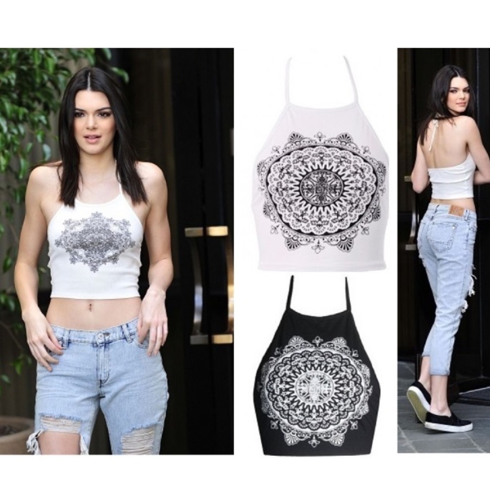 LAST ONE🆕🕉 White Mandala Print Halter Cami