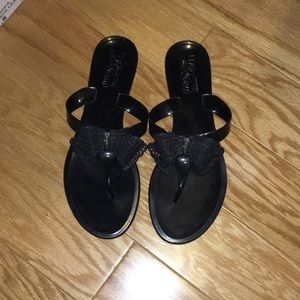 Salvatore Ferragamo Black Pandy Flip Flops