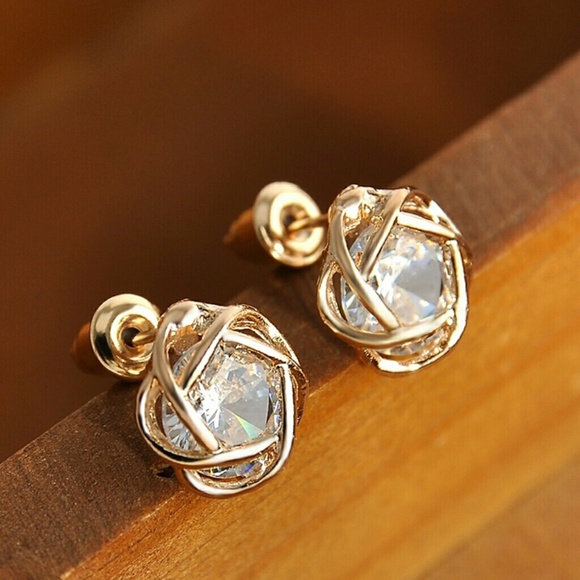 Host Pick: Gold Plated Crystal Zircon Earrings! - Picture 2 of 9