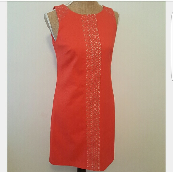 Nine West Dresses & Skirts - 💕NineWest Blood Orange Lace Panel Shift Dress