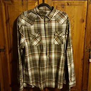 Orange and black plaid buttondown