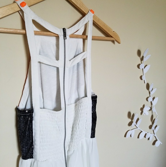 Sleeveless White Chiffon Sequin Dress Size 6 - Picture 4 of 6