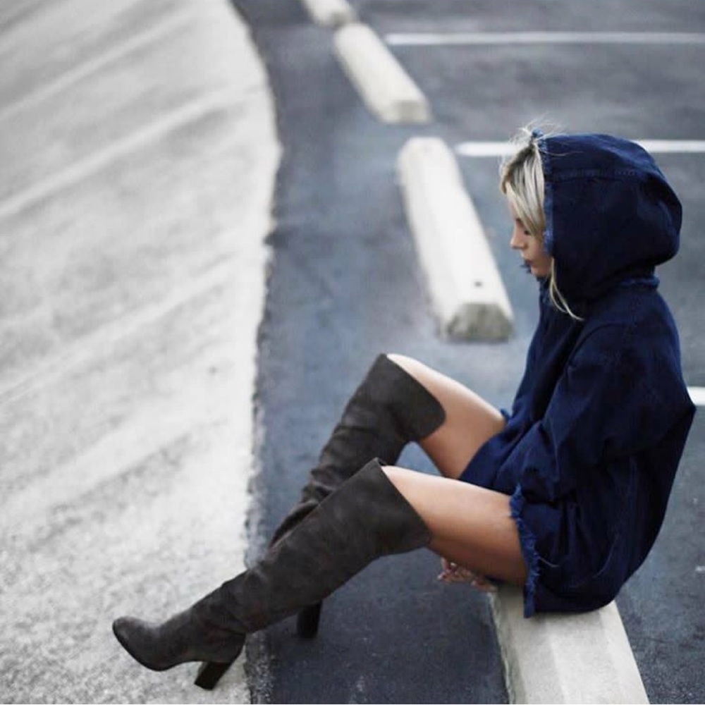 Black Suede Over-The-Knee Boots