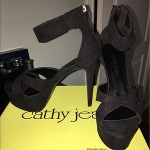 Black strap heels