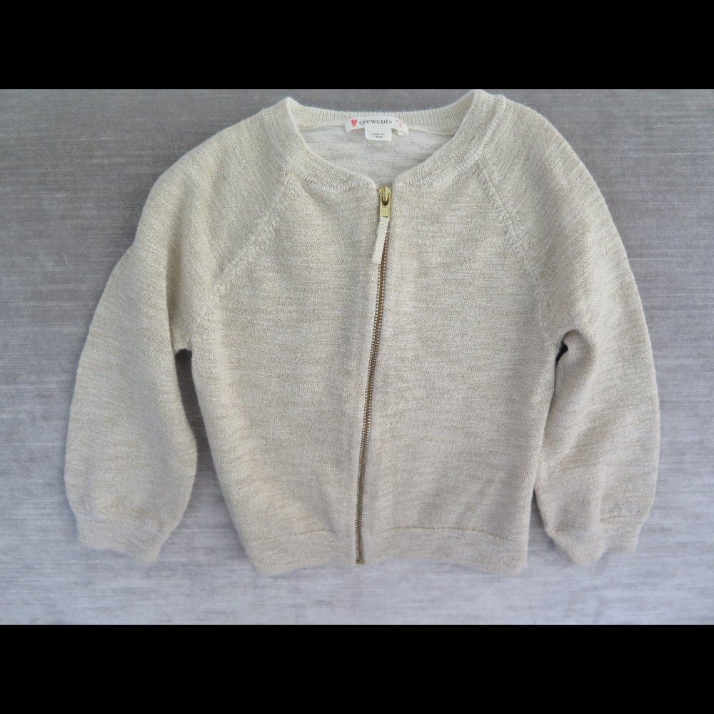 Crewcuts Gold Shimmer Sweater with Gold Zipper