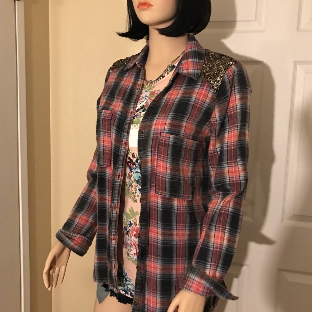 Free people sequin flannel