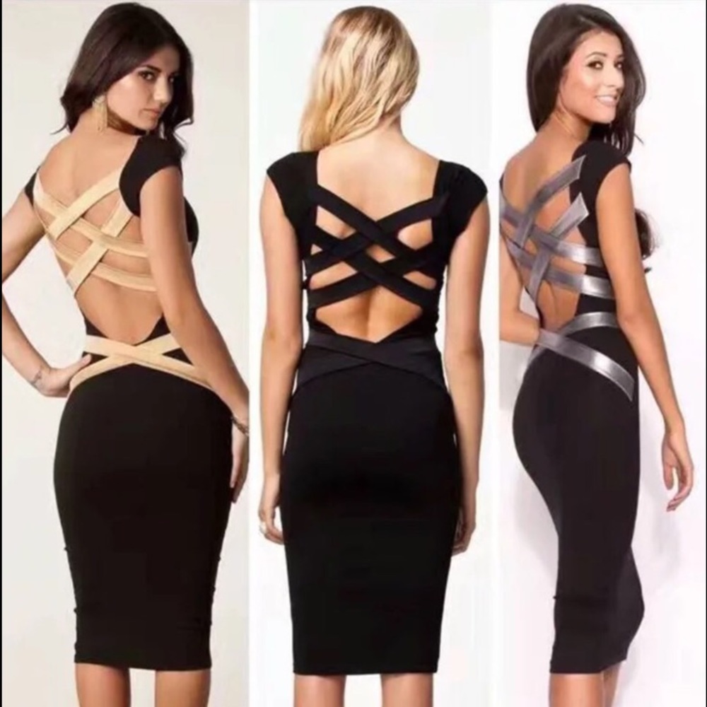 Cute black dress with criss cross back!