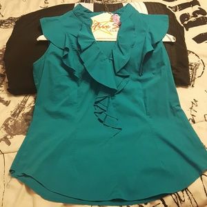 Worthington blouse teal (blue) side zipper.