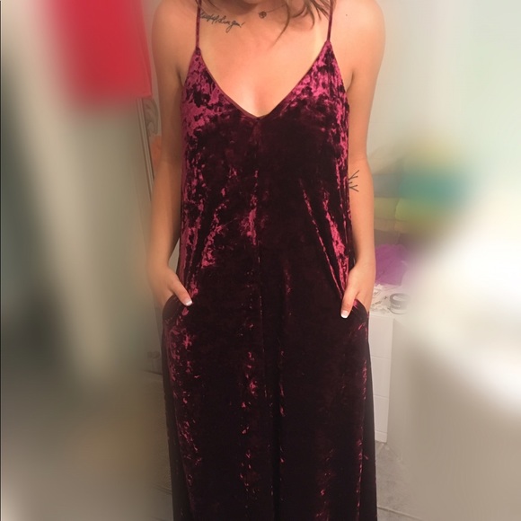 Nicole Miller Burgundy Velvet V-Neck Maxi Dress - Picture 2 of 7