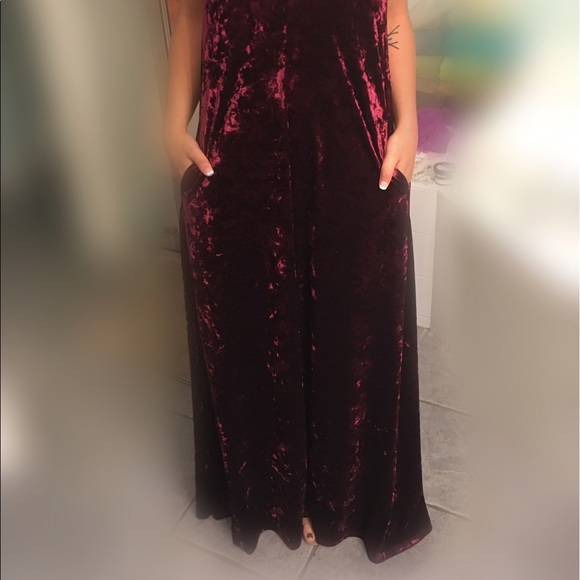 Nicole Miller Burgundy Velvet V-Neck Maxi Dress - Picture 3 of 7