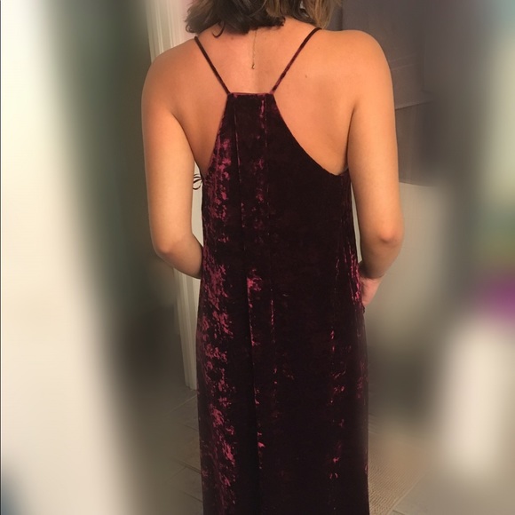 Nicole Miller Burgundy Velvet V-Neck Maxi Dress - Picture 4 of 7