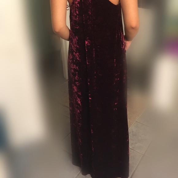 Nicole Miller Burgundy Velvet V-Neck Maxi Dress - Picture 5 of 7