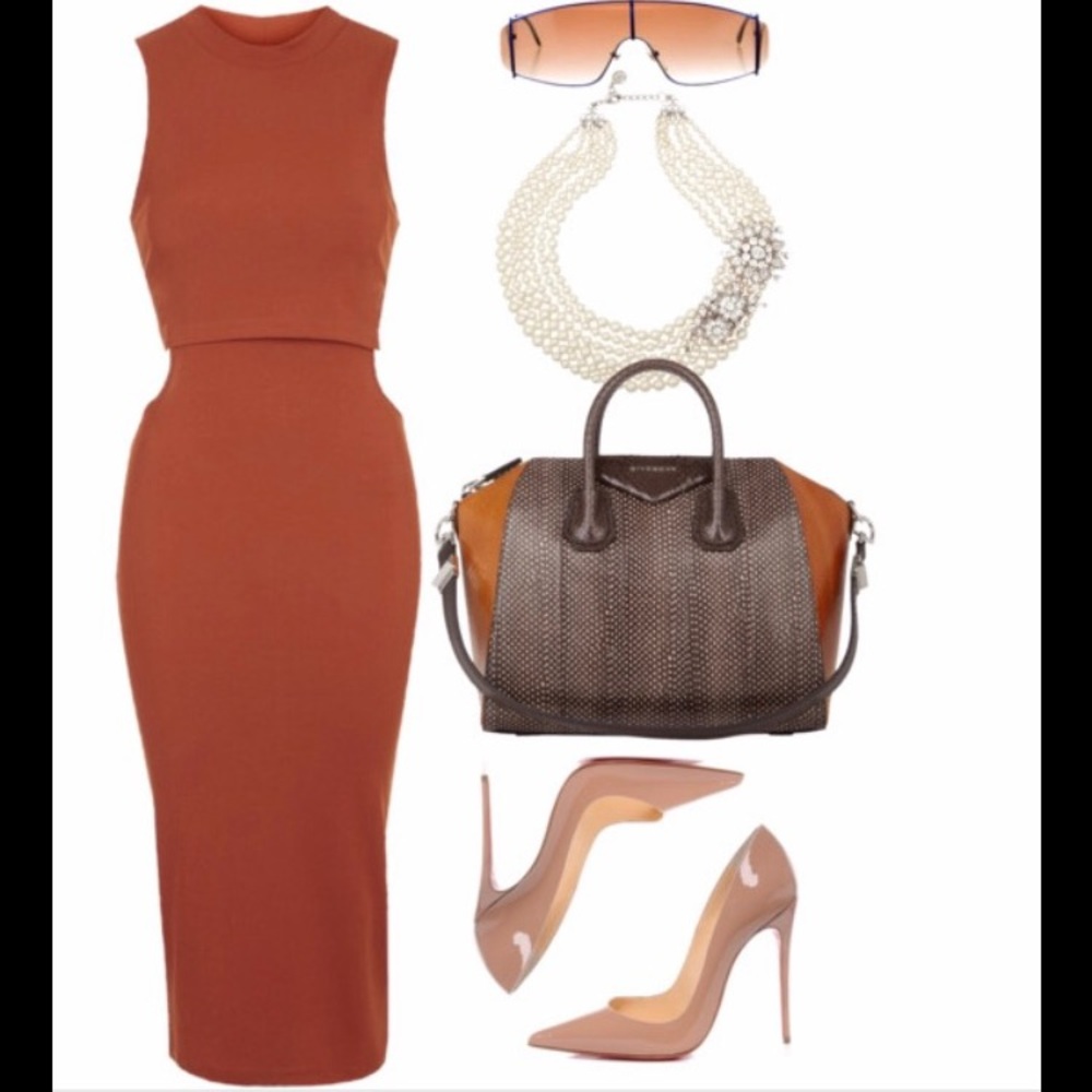 Cute Topshop nude midi dress!