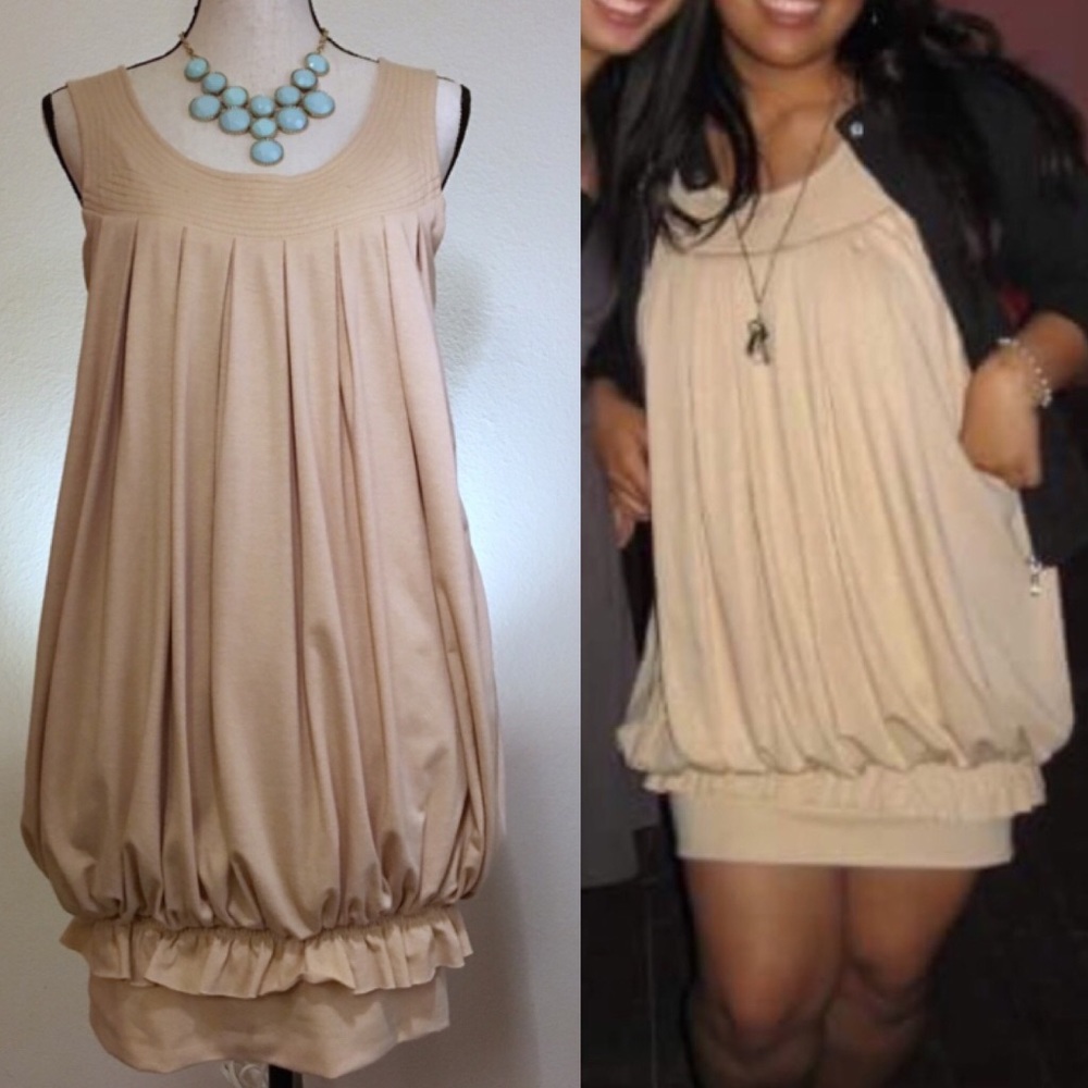 ESLEY Beige and Gold Fancy Bubble Dress (L)