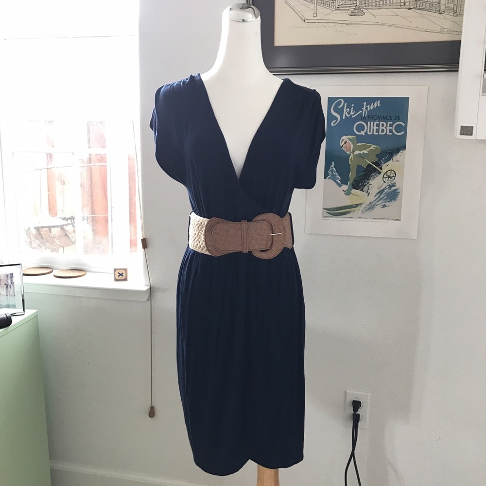 Navy Draped Wrap Dress 🌑